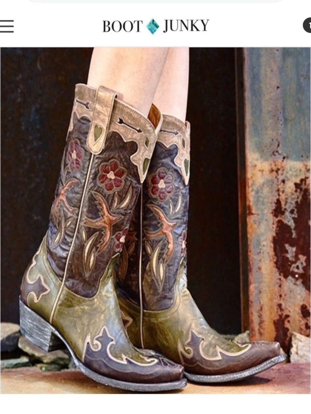 Old Gringo Olive, Brown & Burgundy Embroidered Western  boots